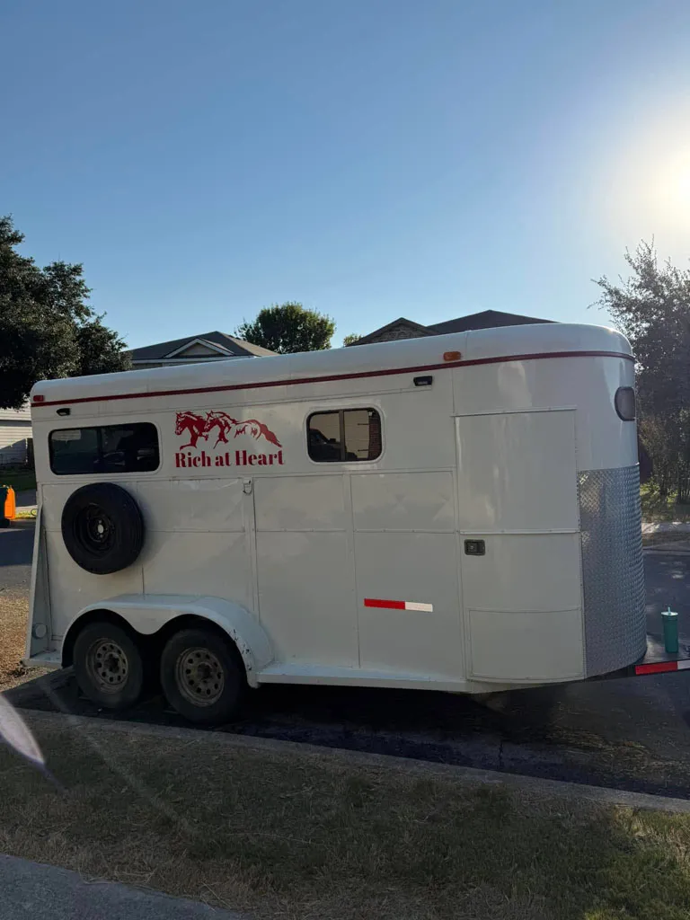 Rich at Heart branded horse trailer